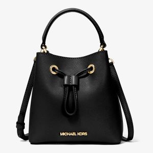 Michael Kora Suri small bucket bag black leather (no crossbody strap)